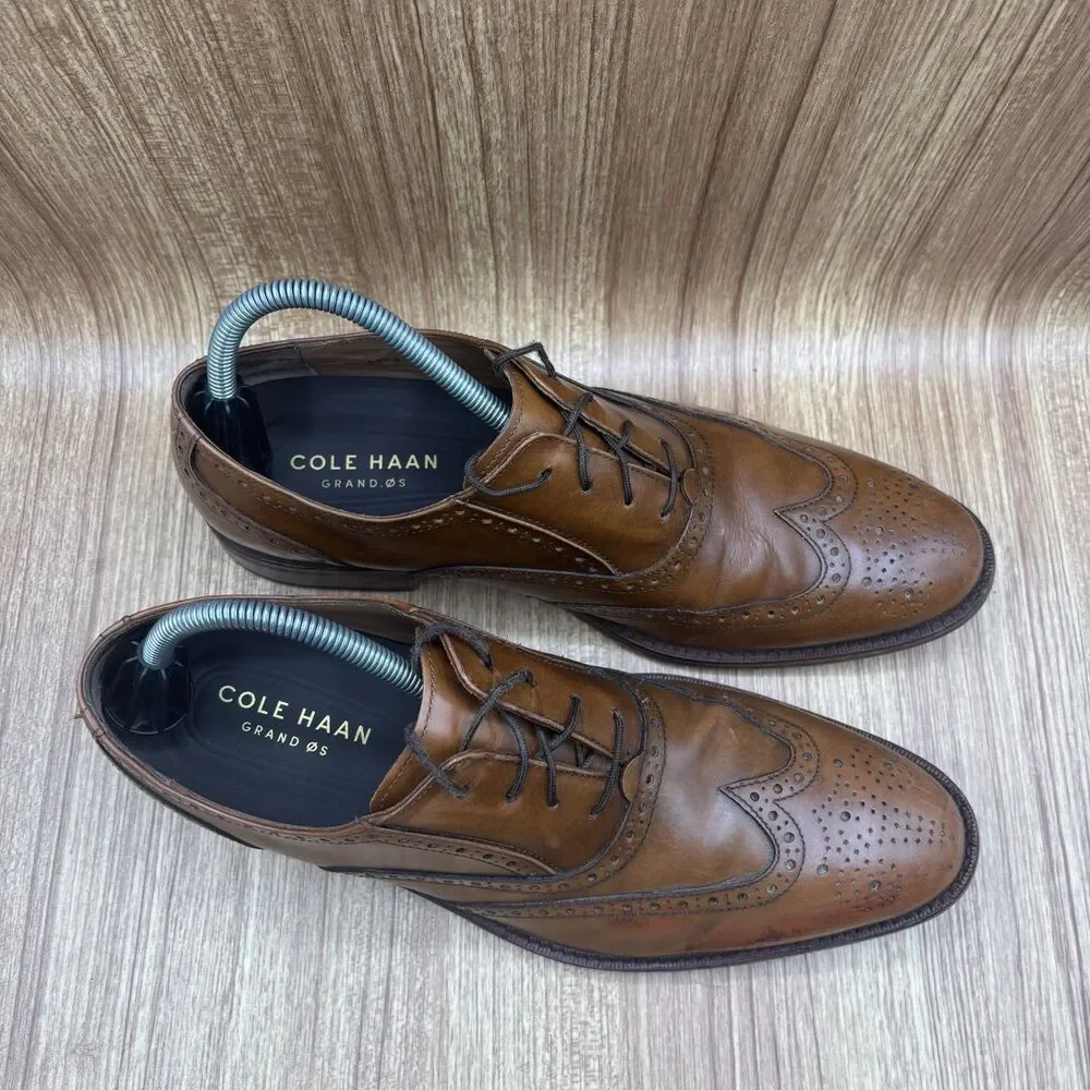 COLE HAAN Walnut Brown Leather‎ Wingtips Brogue Dress Shoes Men's 10 M